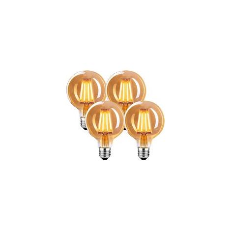 Ampoule LED E27 Vintage Dimmable 4W G80, Blanc Chaud Idéal Pour Suspension, Lampe de Table, Applique 4 Paquets