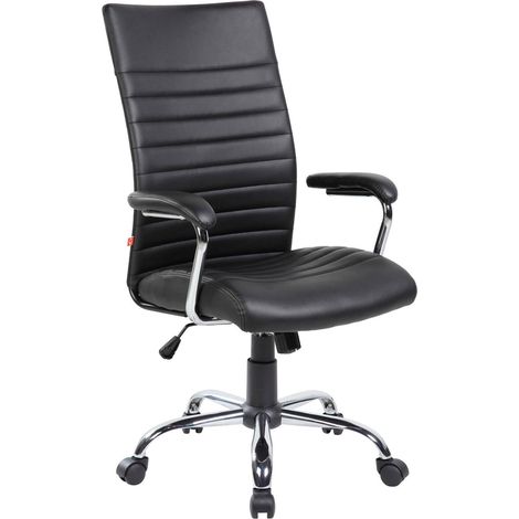 Dmora - Silla de oficina Ddim, Sillón presidencial con reposabrazos, Silla de oficina ergonómica, 63x65h108/118 cm, Negro
