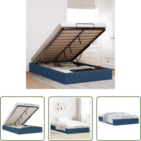Stauraum - Ottoman-Bett ohne Matratze Blau 120x190 cm Stoff (1/5)