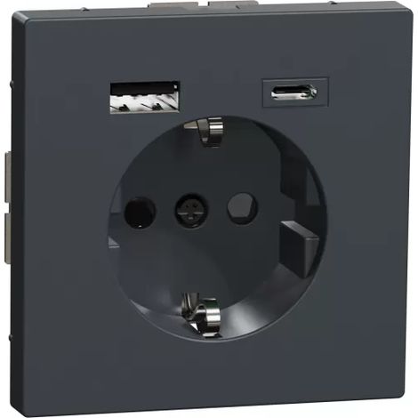 Merten Schuko Steckdose mit USB Ladegerät Anthrazit, System Design MEG2367-6034 (1/2)
