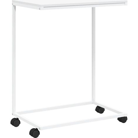 Maison Exclusive - Table d'appoint avec roues Blanc 55x35x70 cm Bois d'ingénierie (1/5)