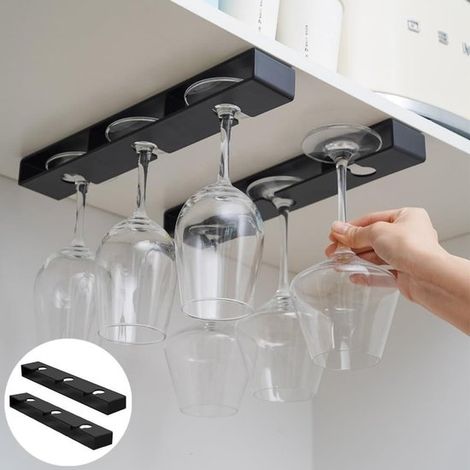 Allecto Plus,Soporte colgante para copas de vino (2 piezas),Soporte para copas,No requiere taladrar,Accesorio de cocina (1/5)