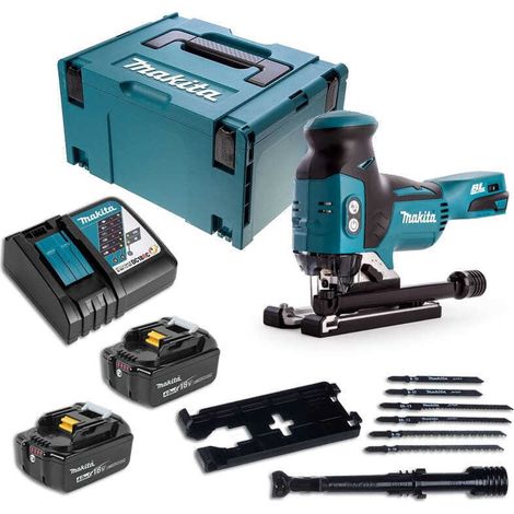 Makita – Scie sauteuse 18V LXT avec 2 batteries 4,0Ah – Moteur sans charbon – 6 vitesses – Coupe nette pour bois dur – Coffret Makpac