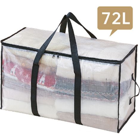 Sac de rangement 72L, sac de rangement à double fermeture éclair, sac d'emballage mobile, avec poignée, boîte de rangement, panier de rangement (1/5)