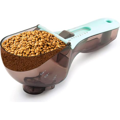Pelle à Nourriture Réglable avec Doseur - 30 à 130 ml - Plastique Alimentaire - Mesure Précise pour Chien et Chat - Contrôle des Portions Quotidiennes (1/5)