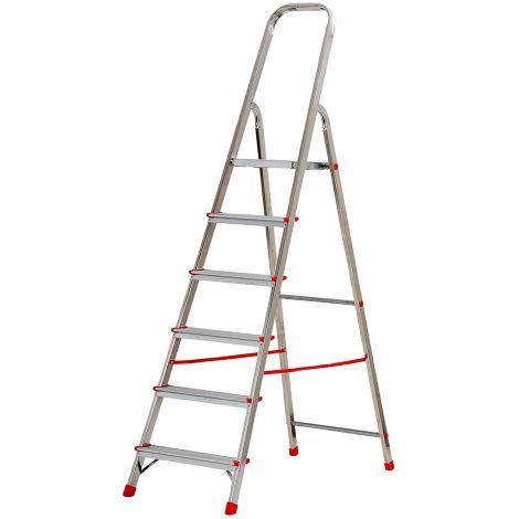 SCALA PER USO DOMESTICO 6 gradini - altezza cm. 122 (pedana) / 184 (totale)