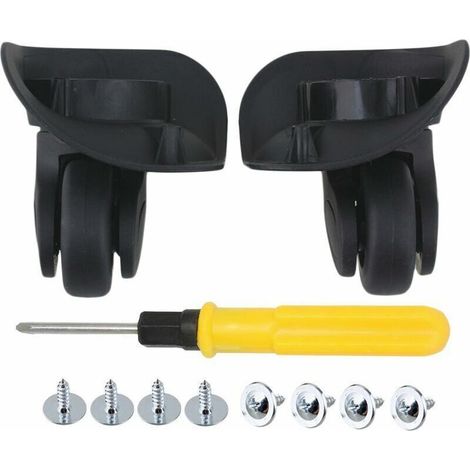 Roues pivotantes à 360° pour valises – Lot de 2 roulettes noires hautes performances, montage facile, charge élevée, dimensions 91 × 107 × 49 mm