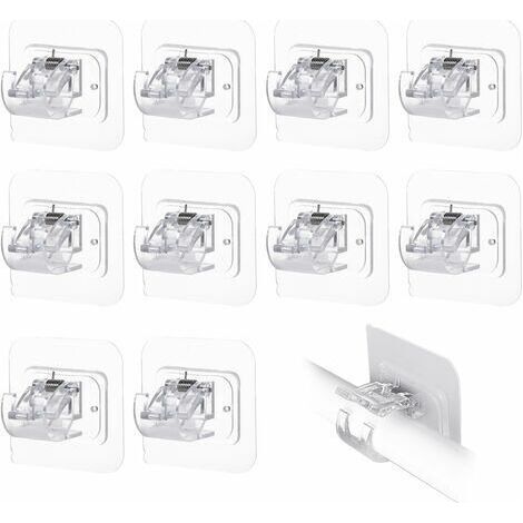 LaBlanc - Lot de 10 supports de tringle à rideaux transparents, sans perforation, auto-adhésifs, pour fixation de tringles à rideaux (1/5)