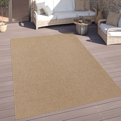 Paco Home Alfombra Salon Cocina Exterior Terraza Jardin Lisa Se Puede Lavar En La Lavadora 80x150 cm, Beige