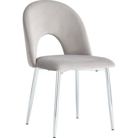 Lot de 4 chaises TEDDY Chrome velours - Gris (1/5)