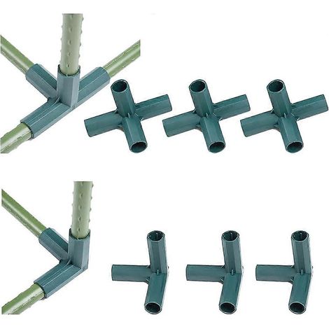 4 x 16 mm 3-weg haakse tuinframeconnectoren, 4 x 4-weg kunststof haakse connectoren voor kassen en bloemenstandaards groen (1/5)