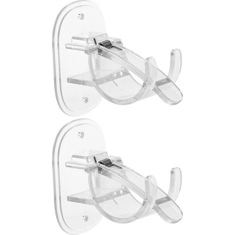Set di 2 staffe autoadesive per asta per tende, in plastica trasparente, per montaggio a parete, facili da installare, accessorio pratico per tende da bagno e gazebo. (1/5)