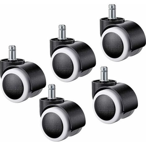 5pcs Roulette pour Chaise de Bureau,Roulettes pour Sols Durs Universelles Remplacement Roulette Fauteuil Bureau pour Siège de Bureau, Sols Stratifiés, Parquets, Carrelages 11X22mm (1/5)
