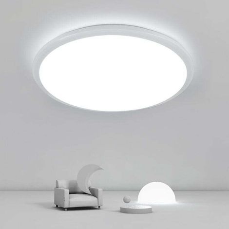24W Plafonnier LED, 30cm Lampe Plafond 2400LM Imperméable IP44 Lampe de Plafond LED Moderne Rond 6000K Applicable à Salle de Bain, Chambre, Cuisine, Salon, Balcon (1/5)