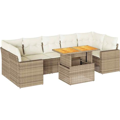 Set Divano da Giardino 8 pz con Cuscini Beige in Polyrattan vidaXL (1/5)