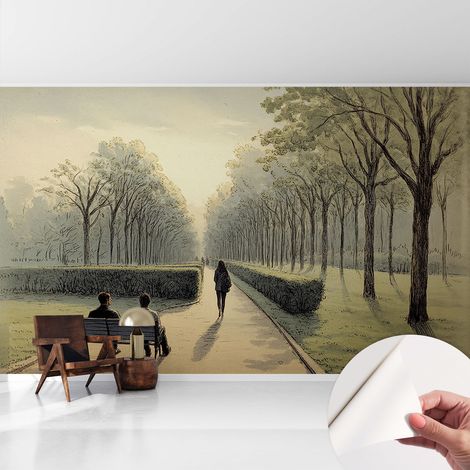Carta da parati autoadesiva - Fotomurale adesivo - soggiorno moderno - resistente - Tranquillità del parco 416x254 cm (1/5)