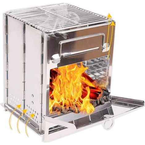 Barbecue portatile in acciaio inox 304 - Barbecue a carbone portatile - Strumento per barbecue ideale per picnic, terrazze, giardini e campeggio - Dimensioni ridotte (1/5)