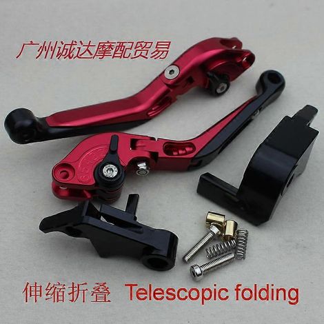 Poignée de frein réglable en alliage d'aluminium avec klaxon CNC pour moto BMW Locomotive S1000R (télescopique rouge) (1/5)