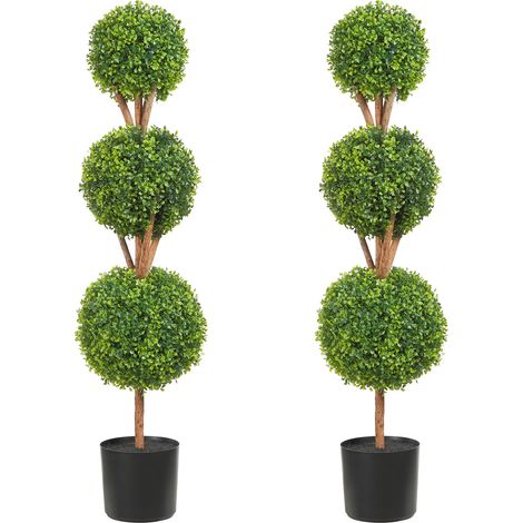 VEVOR Pianta Artificiale in Bosso 2 Alberi 122cm Topiaria Decorativa Piante Finte con 10 Foglie di Ricambio 2 Luci LED Senza Batteria per Decorazione Interno Esterno Giardino Terrazzo Balcone Ingresso