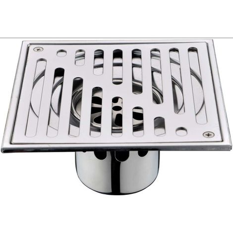 Siphon de sol en acier inoxydable, anti-odeurs, carré, bonde de salle de bain, siphon de douche de gros calibre, 150 x 150 mm (1/3)