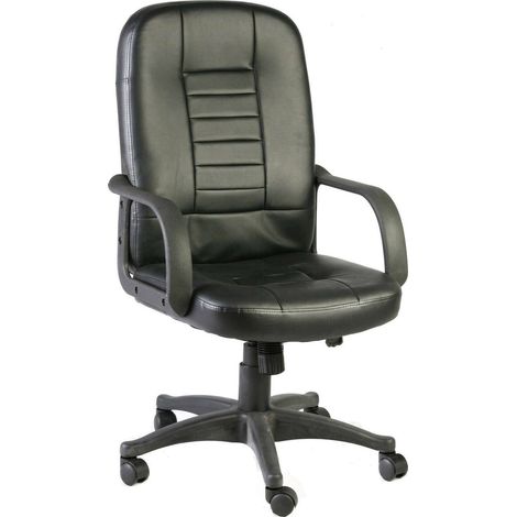 Sedia con ruote Ogni, Poltrona direzionale con braccioli, Sedia ergonomica da ufficio, Nero, 56x59h104/114 cm (1/3)