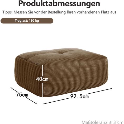 Pouf Hocker aus Samt in Braun 92.5 x 75 x 40 cm HOMAIRE (1/5)