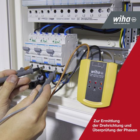 Wiha Drehfeldrichtungsanzeiger 100 - 700 V AC, CAT IV I 3 Phasen mit nur einer Prüfung I LED-Anzeige (45221) (1/4)