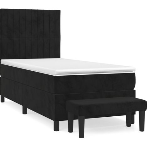 Maison Exclusive - Giroletto a Molle con Materasso Nero 90x200 cm in Velluto (1/5)