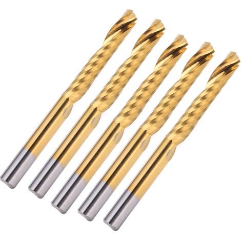 Fraise hélicoïdale à une seule coupe en acier rapide métrique, revêtue titane, 4x22x45mm, lot de 5 unités. (1/5)