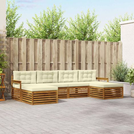 vidaXL Sofagarnituren 6 pcs Natur und Creme Massivholz Akazie (1/5)