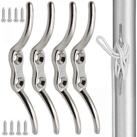 4 piezas de ganchos de acero inoxidable de 100 mm para mástiles y cuerdas. Ganchos para asegurar cuerdas en mástiles de banderas, barcos, toldos, persianas y lonas.