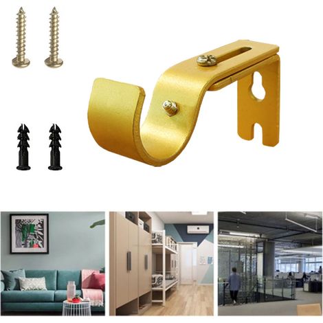 Soporte para barra de cortina ajustable y resistente, 1 pieza, compatible con barras de cortina de 25 mm, fácil de instalar, color dorado. (1/5)