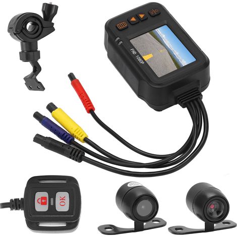 Caméra embarquée pour moto, écran 2 pouces, double caméra avant et arrière, étanche 1080p + 720p, usage multiple (1/5)