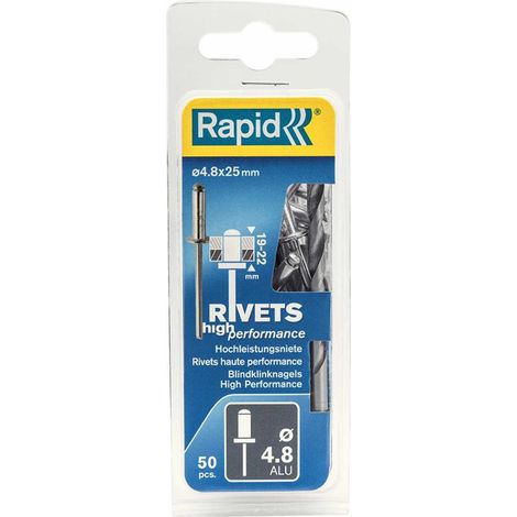 Rapid Blindniete Universal Ø 4,8 x 25mm incl. Bohrer50 Stk. Blister (1/2)