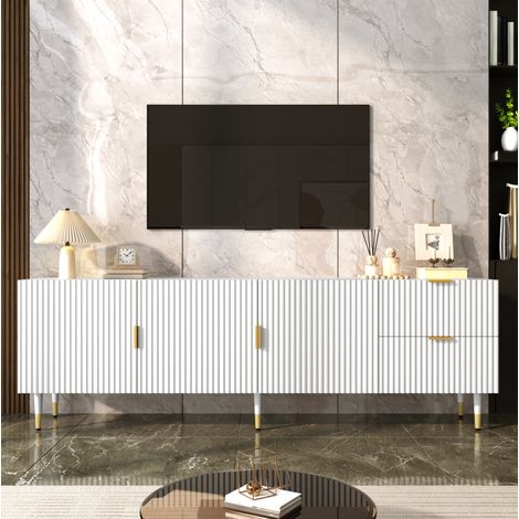 Mueble TV 170 x 35,5 x 55 cm de MDF/PB blanco con almacenaje – MEUBLIV (1/5)