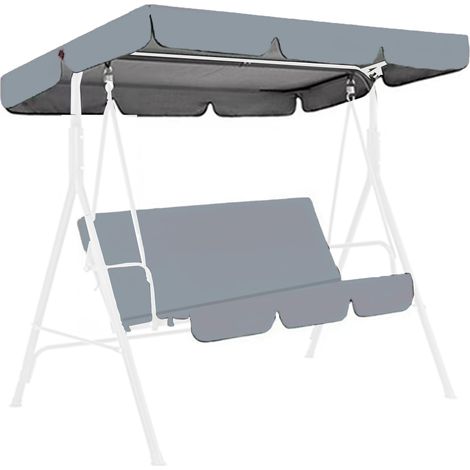 Kit de Rechange pour balancelle 2/3/4 Places avec Toit et Coussin d'assise réglables pour balancelle de Jardin,rotection Contre la Pluie et Le Soleil Housse Oxford 210D,Gris,190  132  15cm (1/5)