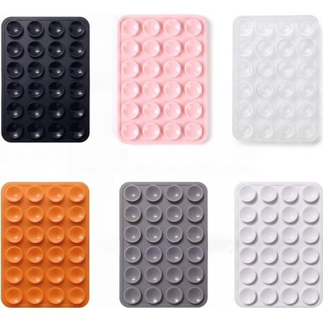 Lot de 6 supports à ventouse double face sans colle en silicone en 6 couleurs pour chaque pièce, 24 ventouses antidérapantes pour miroir, carrelage, verre, cuisine, douche (1/5)