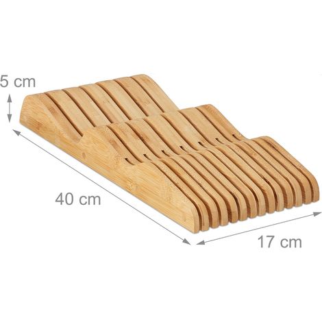 Bloc à couteaux pour tiroir 5 x 9,5 x 40 cm conservation sûre en bambou naturel (1/3)
