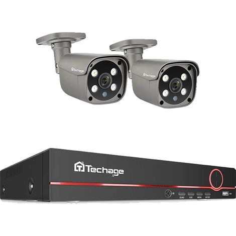 Sistema di telecamere di sicurezza CCTV, 8 canali, rilevamento del movimento AI, 8CH 2 telecamere bullet, 1T-d (1/2)