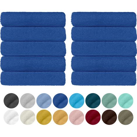 Set 10 Teli Asciugamani In Cotone Professionali 50 x 95 Cm Vari Colori Qualità Hotel 350Gr Salviette Tinta Unita Salvietta Spugna Albergo Avio
