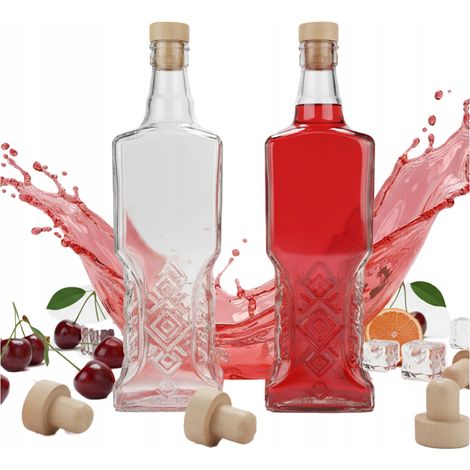 Bouteille UKRAINKA 500 ml avec bouchon en liège. Bouteilles en verre pour liqueurs, vin et jus de fruits (0,5 l). (1/5)