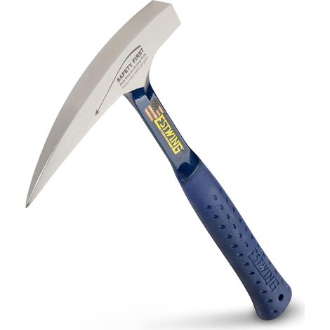 1 - Marteau-pioche - Manche en acier - Poignée en vinyle - Pour prospection et démolition légère - Bleu et argent - 620 g