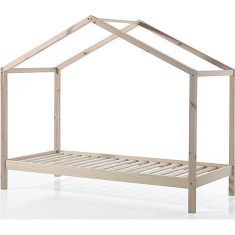 Lit cabane ZH 90x200 Sommier inclus Vipack Dallas - Bois (1/4)