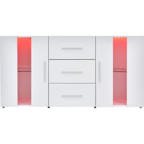 Mobile TV basso con LED 140 x 35 x 70 cm bianco in truciolato (1/5)