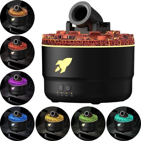 Difusor de aromas silencioso Cannon Blast con humidificador y temporizador, aromaterapia, hogar y oficina, luces LED de colores (negro, UE)