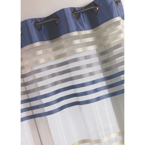 Voilage organza rayé et coloré Bleu 140x260 cm
