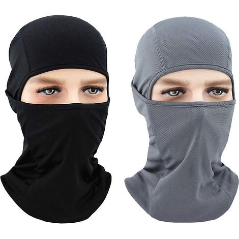 Masques de protection pour le visage en extérieur (lot de 2), gris et noir, cagoules respirantes et fines, idéales pour le vélo, l'escalade, la pêche et la moto. (1/4)