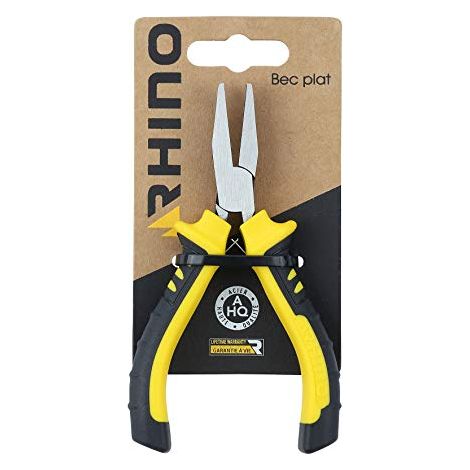 RHINO - MINI PINCE à BEC PLAT 125 MM UNIVERSELLE - ACIER HAUTE QUALITé - LONG. 125 MM - MANCHE ERGONOMIQUE - ADAPTé à TOUS TYPES