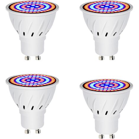 Ampoule LED GU10 pour culture de plantes, spectre complet, idéale pour les plantes d'intérieur, les potagers, les serres et, lot de 4 (60LED) (1/5)