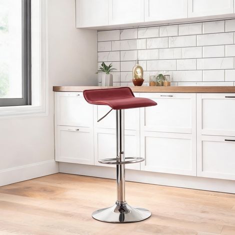 Tabouret de bar design en simili cuir wine rouge avec assise (1/5)
